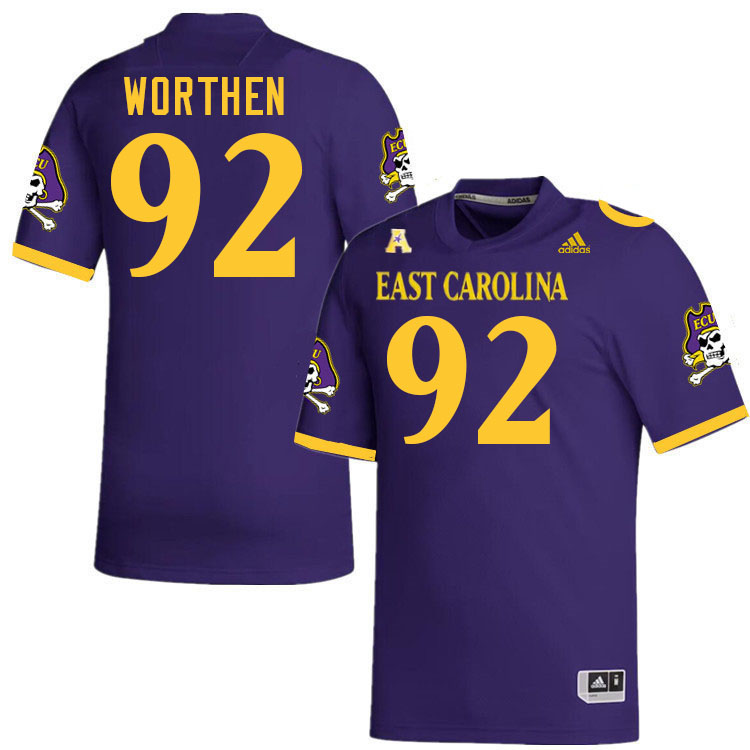 #92 Dylon Worthen East Carolina Pirates College Football Jersey Stitched-Purple
